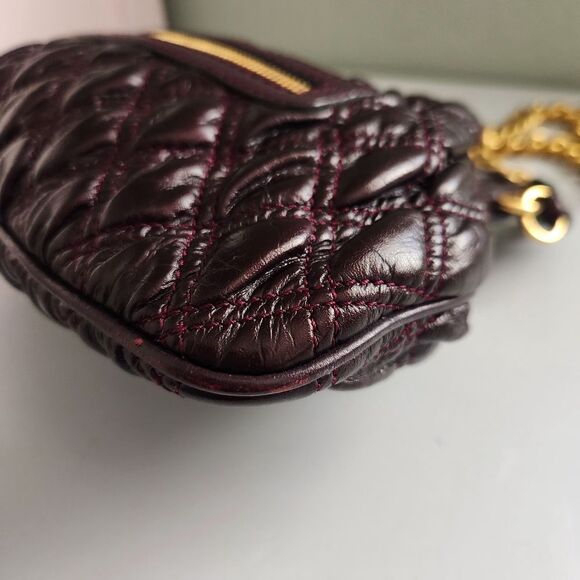 Marc Jacobs Quilted Leather Stam Bag In Dark Purple With Gold Chain - Picture 5 of 14